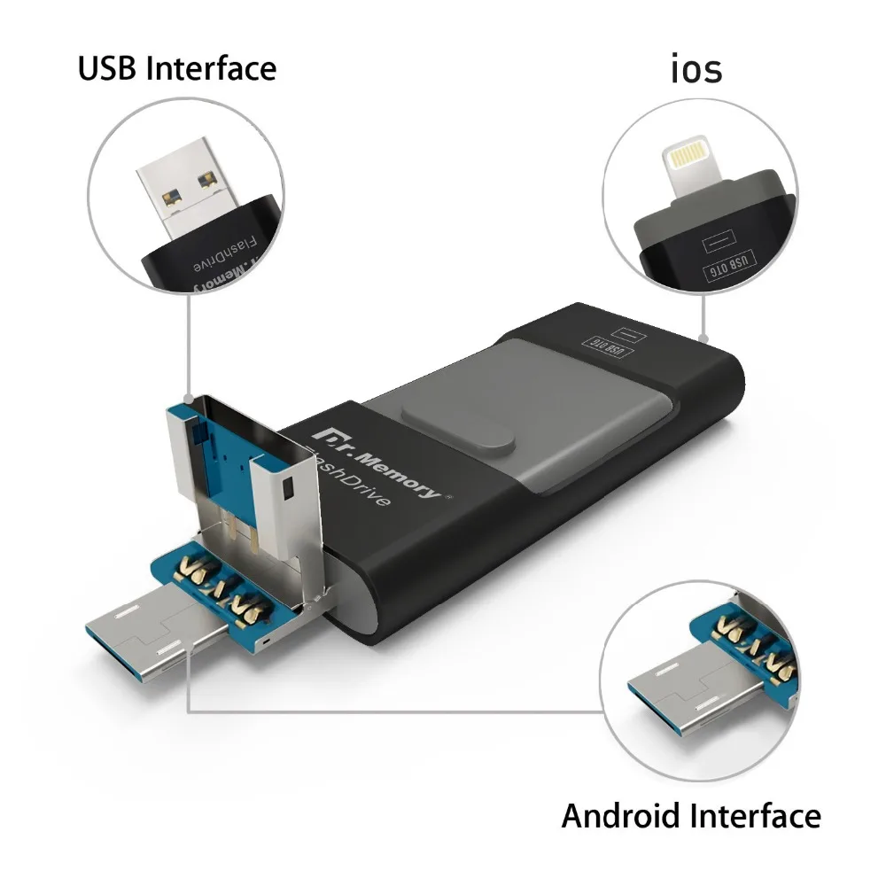 OTG USB флеш накопитель для Iphone 6 7 8 Plus Android мобильный телефон флэш 64 ГБ IOS планшетный
