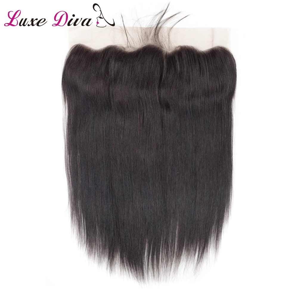 LUXE DIVA бразильские кружева Фронтальная застежка 13x4 прямые человеческие волосы