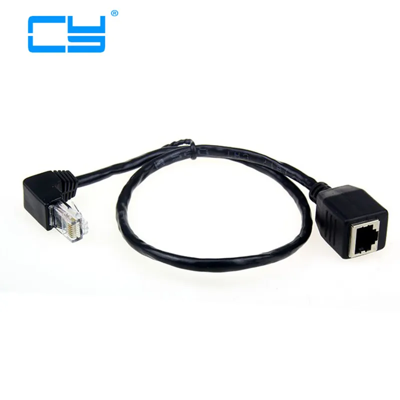 

Down Angled 90 Degree 8P8C FTP STP UTP Cat 5e Male to Female Lan Ethernet Network Extension Cable 50cm ,Free shipping