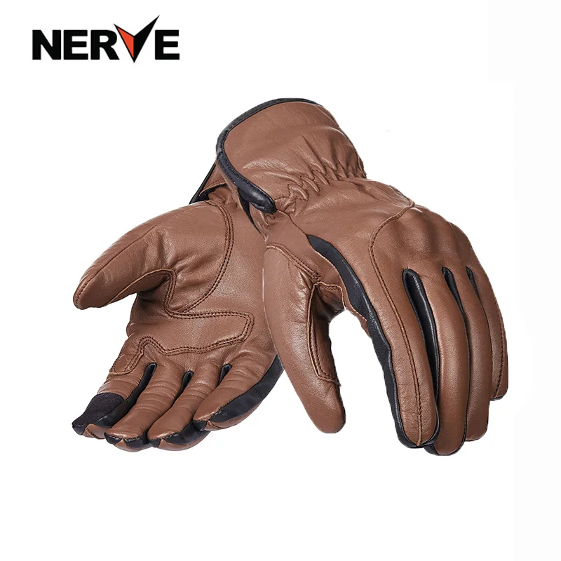 2019 New Winter warm NERVE motorcycle riding gloves leather four seasons locomotive racing retro anti-fall Motorbike glove | Автомобили и