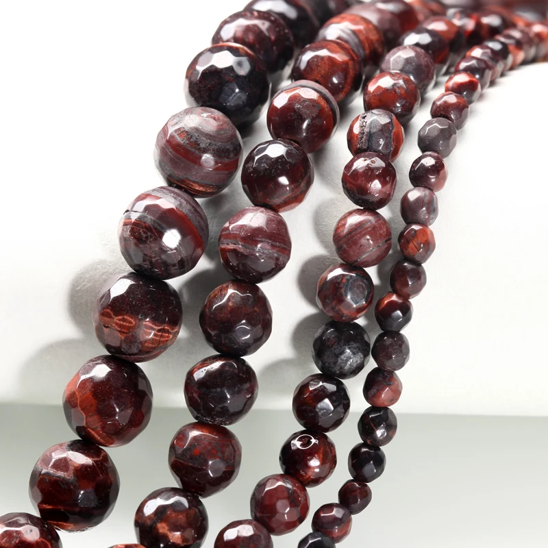 red tiger eye faceted loose beads wholesale lots bulk 4 6 8 10mm sizes natural stone for jewelry making fit diy handmade | Украшения и