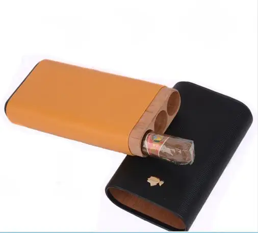 small grid Cohiba кожаный портсигар из кедрового дерева 3 трубки для путешествий, сигара случае переносной humidor - Цвет: small grid