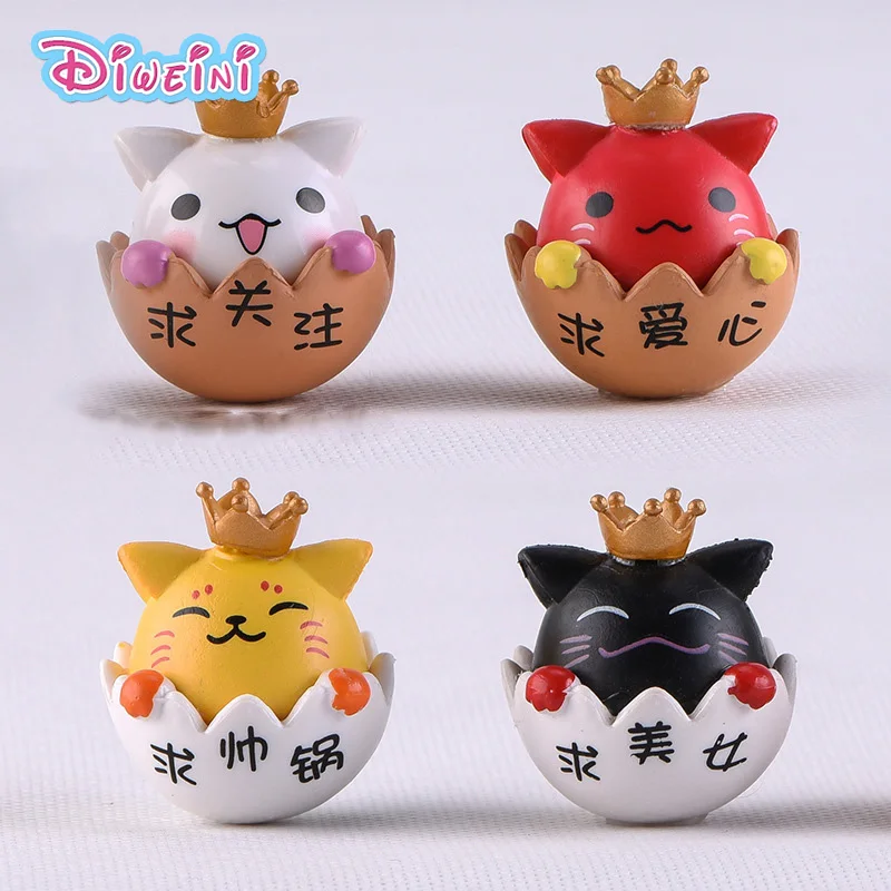 4 шт. корона котенок кошка миниатюрная Статуэтка Мультяшные фигурки животных
