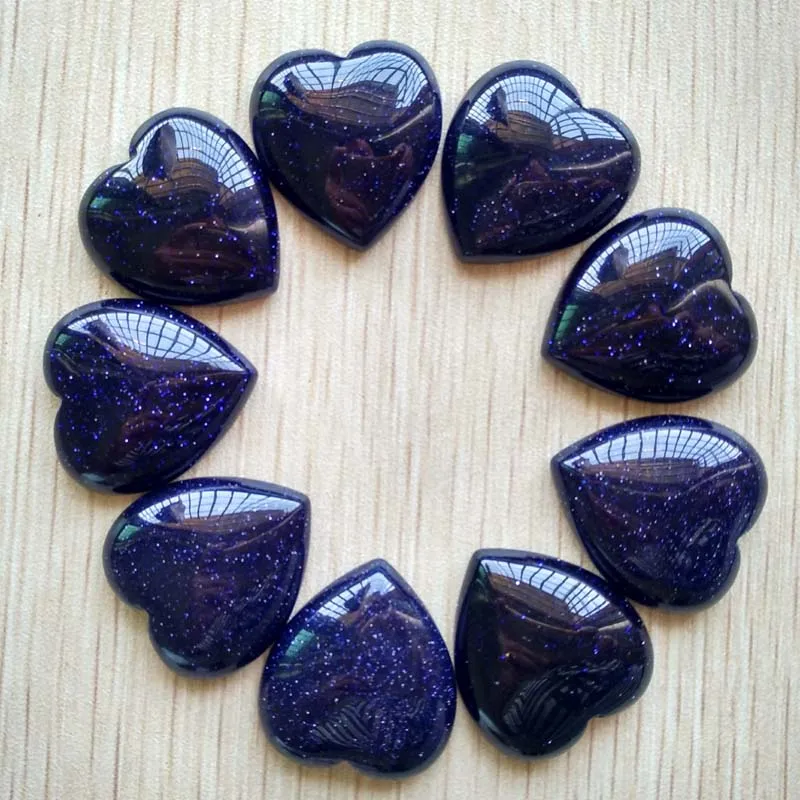 

2017 new good quality blue sand stone heart shape cab cabochons beads for jewelry making 25mm wholesale 10pcs/lot free
