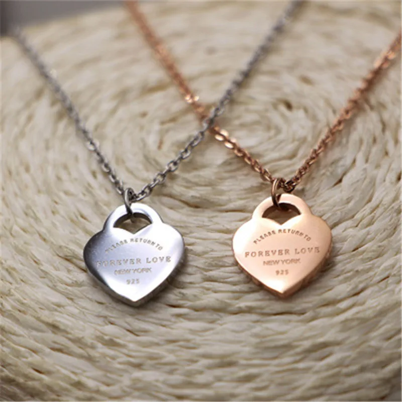Женское колье с подвеской в виде сердца Ювелирное Украшение надписью Forever Love