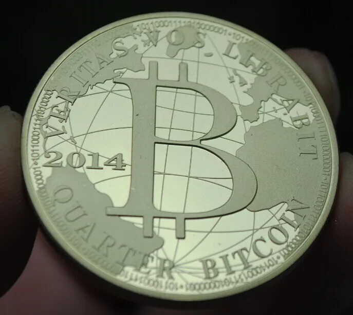 40 мм 2014 четверть физических биткойнов позолоченная сувенирная монета