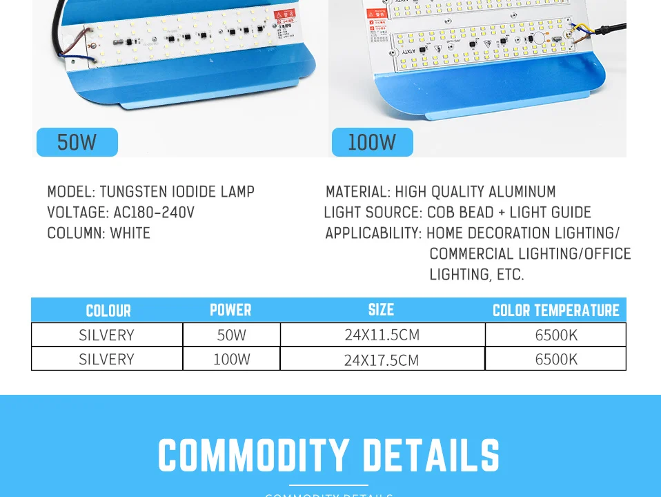 Светодиодный вольфрамовый прожектор Lodine 50 Вт/100 Вт AC180-240V белый 6500 K светодиодный прожектор для наружного освещения Яркий садовый светильник промышленный свет