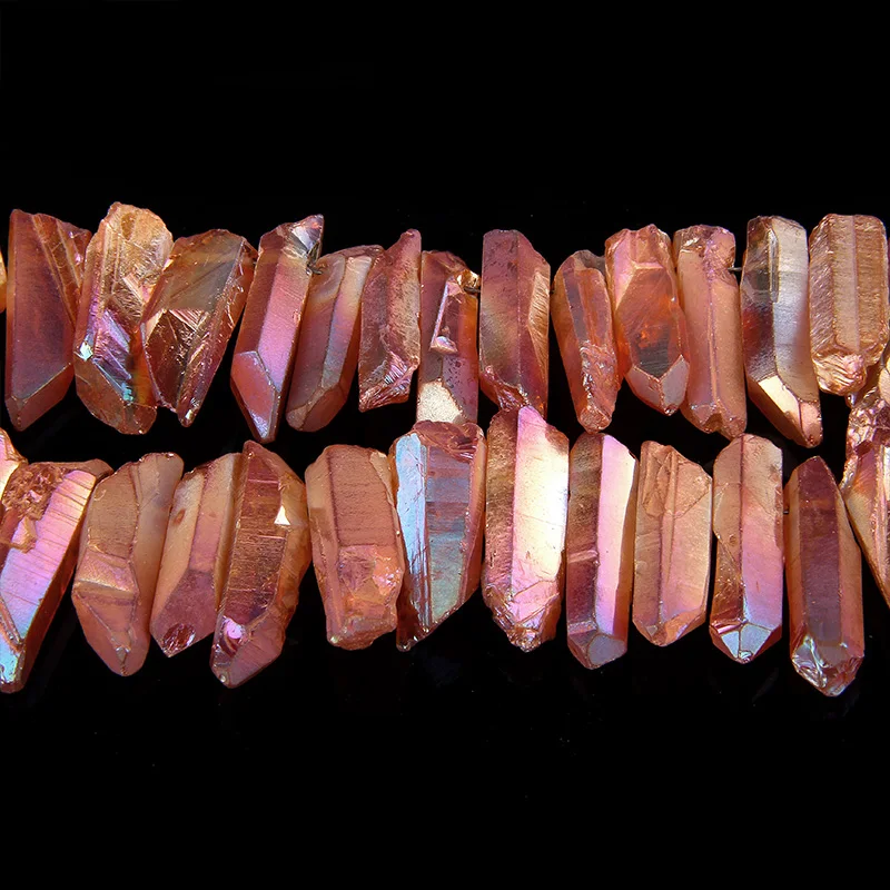 Титановый покрытый оранжевый Хрустальный кварцевый острый конец бусины