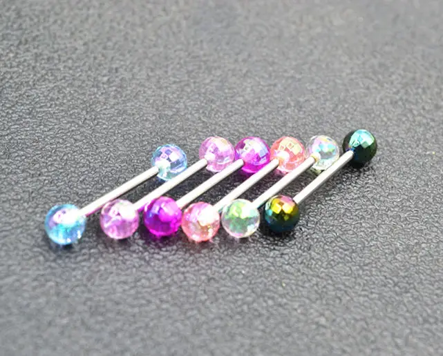 LOT50pcs хирургическая сталь новый язык кольцо Бар сосков колокольчики пирсинг тела