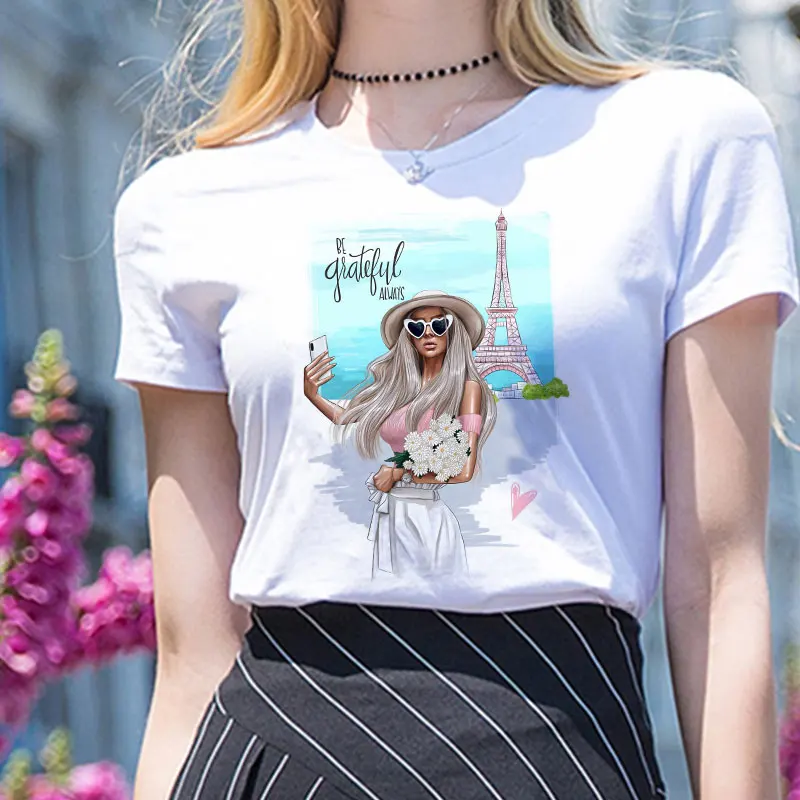 Модные женские тонкие футболки с Парижем для девушек женская одежда 2019 летние