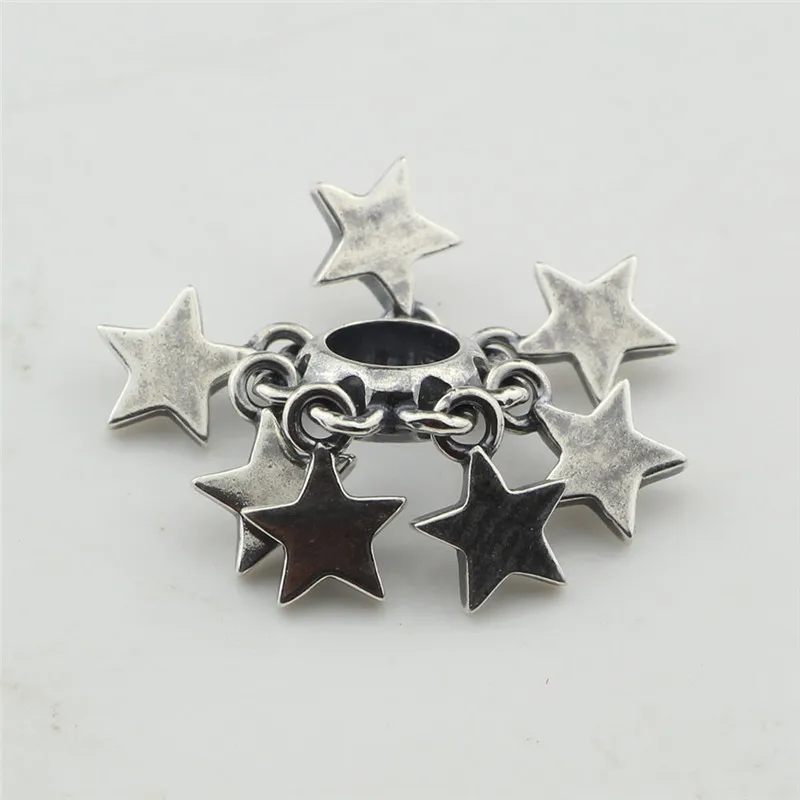 Модные 925 серебряные бусины с фиксатором в форме звезды амулеты браслет подходит