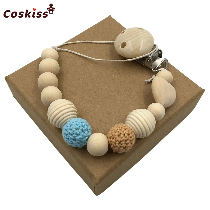 Держатель для соски-пустышки нейтрального цвета с буковым держателем | Мать и