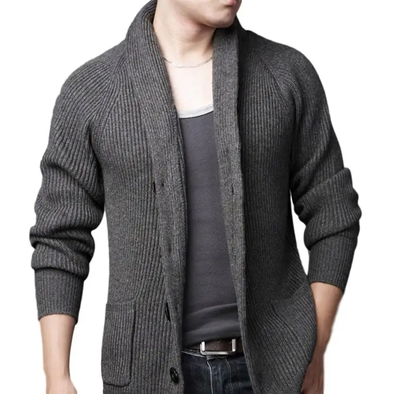 Idopy Мужской Повседневный тонкий толстый шаль воротник шерстяные кардиган