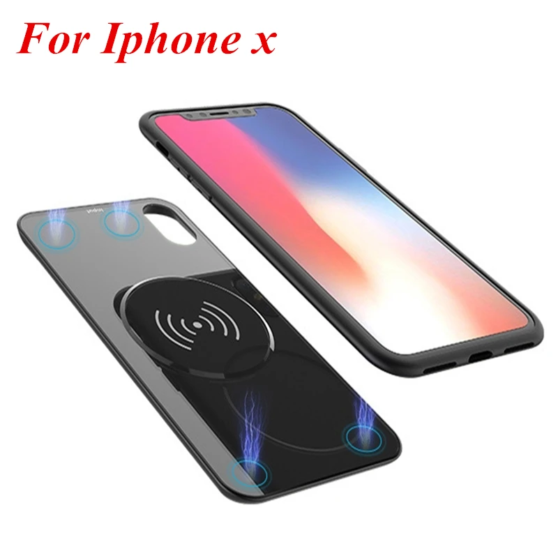 5000 мАч Anti fingerprint функцией беспроводной зарядки для iphone x Батарея случае смартфон