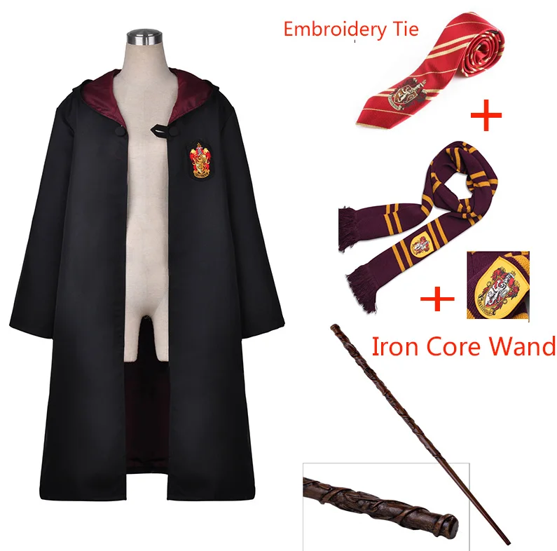 Hermione Advanced Халат, накидка, галстук, шарф, палочка, очки Ravenclaw/Gryffindor/Hufflepuff/Slytherin Robe, Маскарадные костюмы, Гермиона, костюм 23 - Цвет: Hermione Advanced