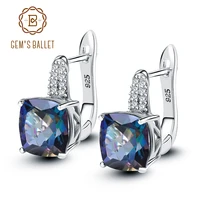 gems ballet 7 33ct natural blueish mystic quartz 925 sterling silver vintge gemstone stud earrings for women fine jewelry