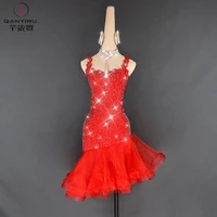 2019 new latin dance dress costume costume sexy professional high grade lace diamond fishbone children custom