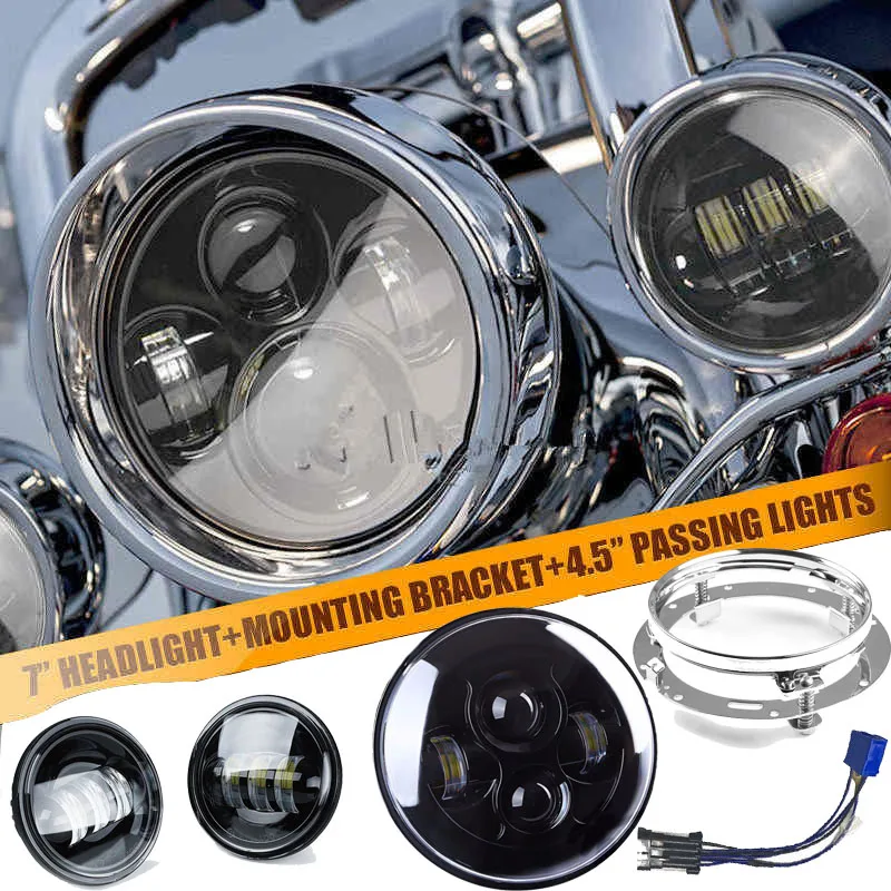 7 дюймов светодиодный проектор фар + 4 5 &quotТуман вспомогательные огни для Harley Softail