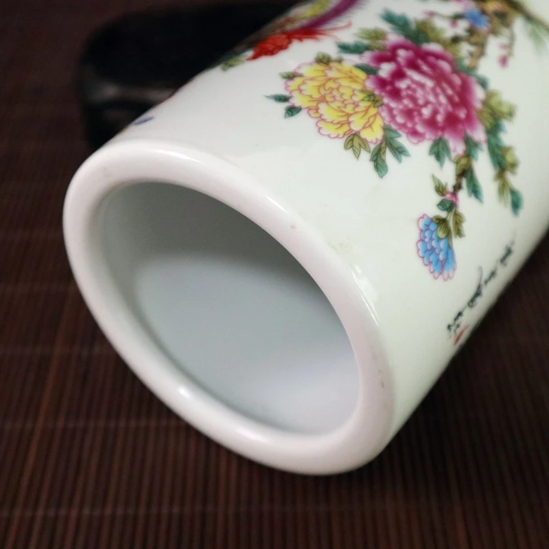 Exquisite Chinese Classical Collectible Colorful Phoenixs and Flowers Porcelain Pen Holder/Brush Pot | Дом и сад