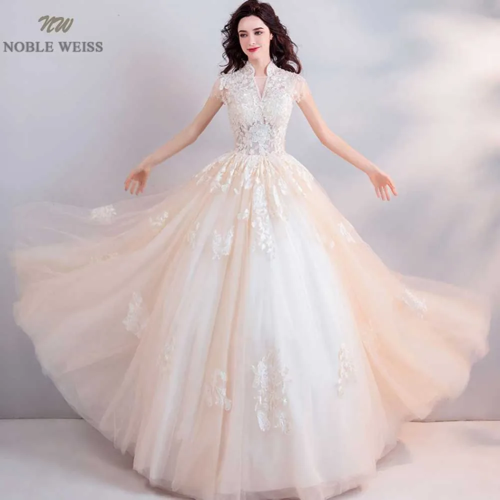NOBLE WEISS Ball Gown Wedding Dresses with Beaded Sequins Cap Sleeves Bride Gowns Tulle Plus Size Sexy Lace Bridal Dress | Свадьбы и