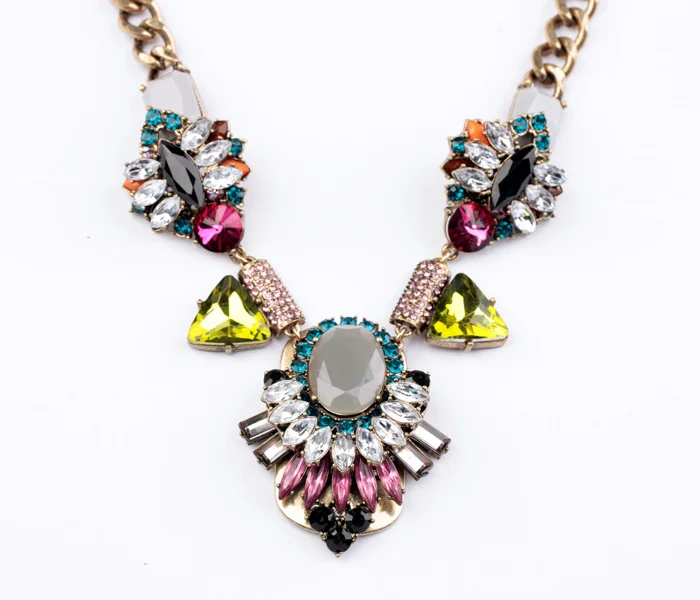 Женское массивное ожерелье из искусственного драгоценного камня|women collar|chunky