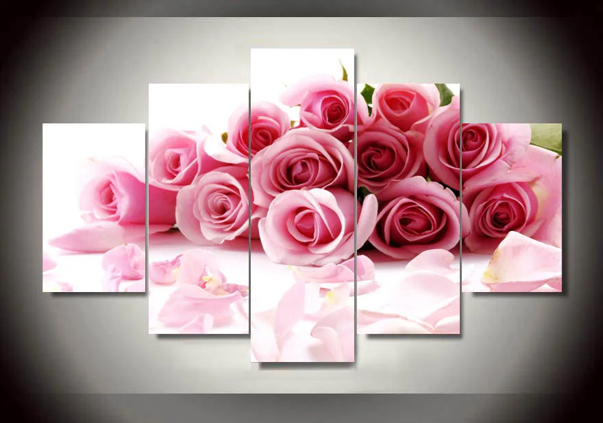 

5 Pieces/set Paintings Oil Painting Rose Print Canvas Flowers Painting Wall Art Home Decor Living Room Unframed