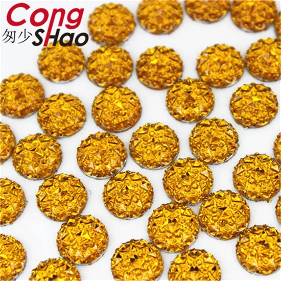 Yellow Cong shao 100 шт 10 мм плоские камни и кристаллы Смола Круглый горный хрусталь аппликация бусины камни для DIY свадебное платье Кнопка WC695 - Цвет: Yellow