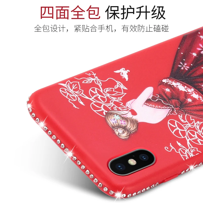 Чехол для телефона Apple iphone X модные Кристаллы и стразы сексуальное платье девушка