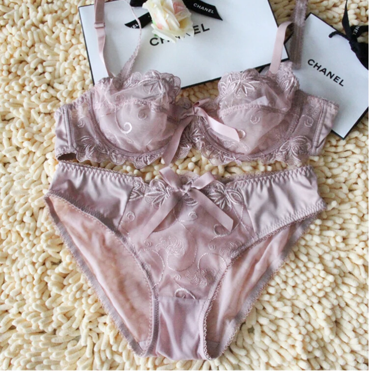 Сексуальная прозрачная кружевной бюстгальтер установлен регулируемый вышивка 90