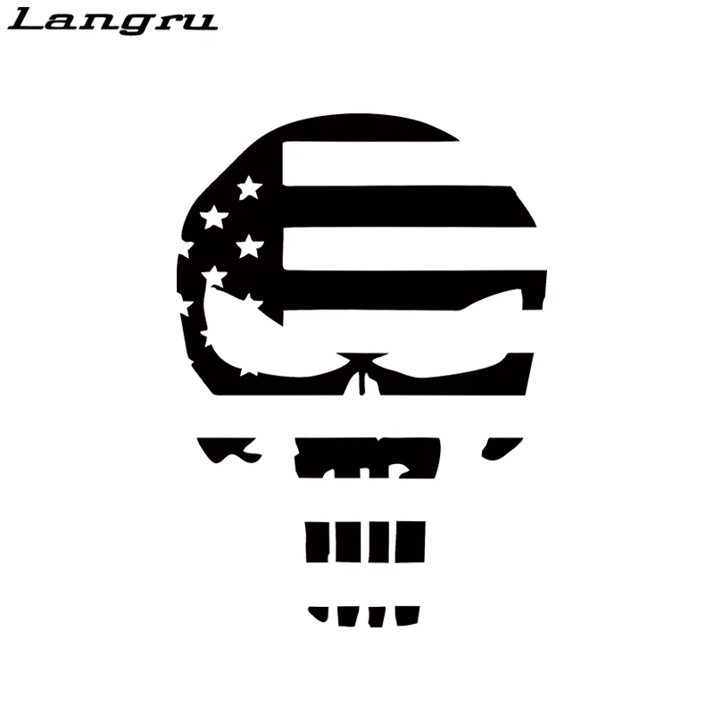 Langru крутая графика Череп Каратель флаг США забавная виниловая наклейка стикер