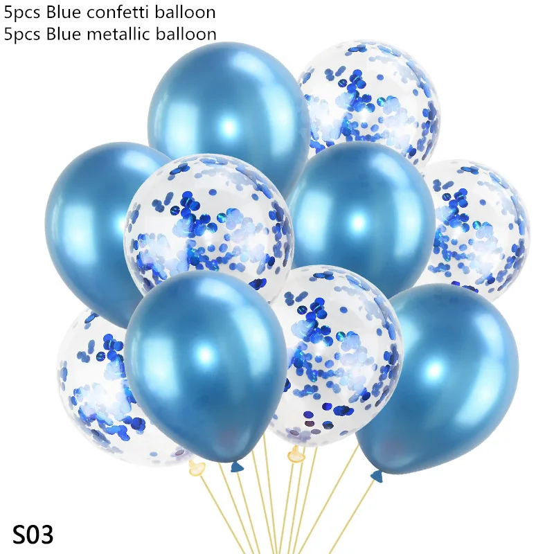 S03 10 шт./лот, блестящие металлические латексные конфетти, шары, металлические цвета, надувные гелиевые шары, для свадьбы, дня рождения, вечеринки, декор для детей - Цвет: S03