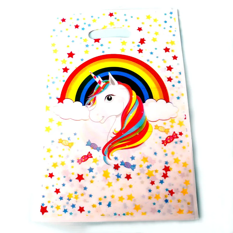 Unicorn 3 10Pcs Мультфильм Русалка тема Подарочная сумка ребенок день рождения свадебное украшение Конфеты Печенье Десерт пластиковые пакеты - Цвет: Unicorn 3 10Pcs