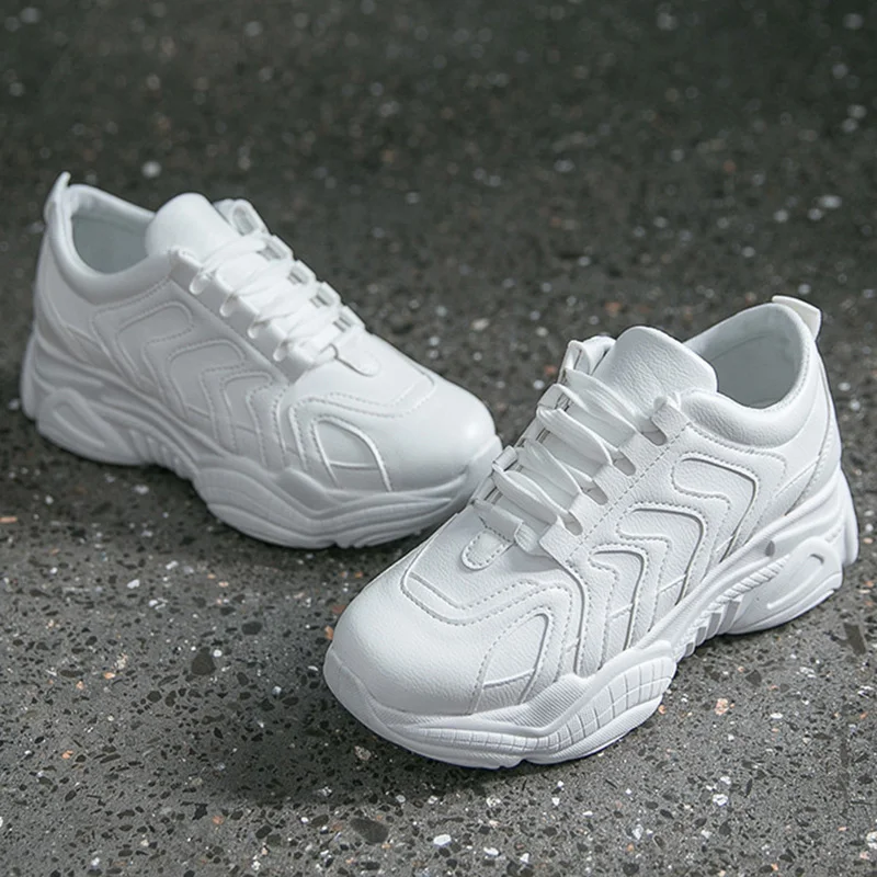 Женские кроссовки на платформе белые удобные шнуровке Tenis Feminino 2019|Женские и кеды|