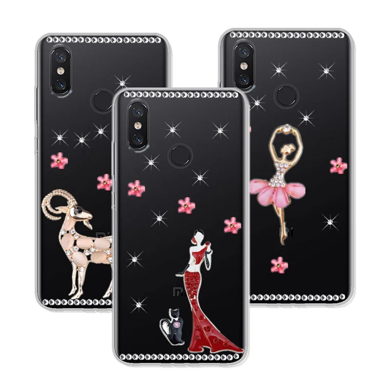 Чехол для телефона Mi 8 SE 6X 5S Max 3 2 Mix 2s A2 Lite с блестящими стразами Xiaomi Redmi 6a 6 pro 5 plus S2 Note