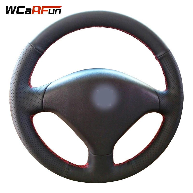 

WCaRFun DIY индивидуальное название черная искусственная кожа ручная строчка Автомобильная фотокожа для Peugeot 307