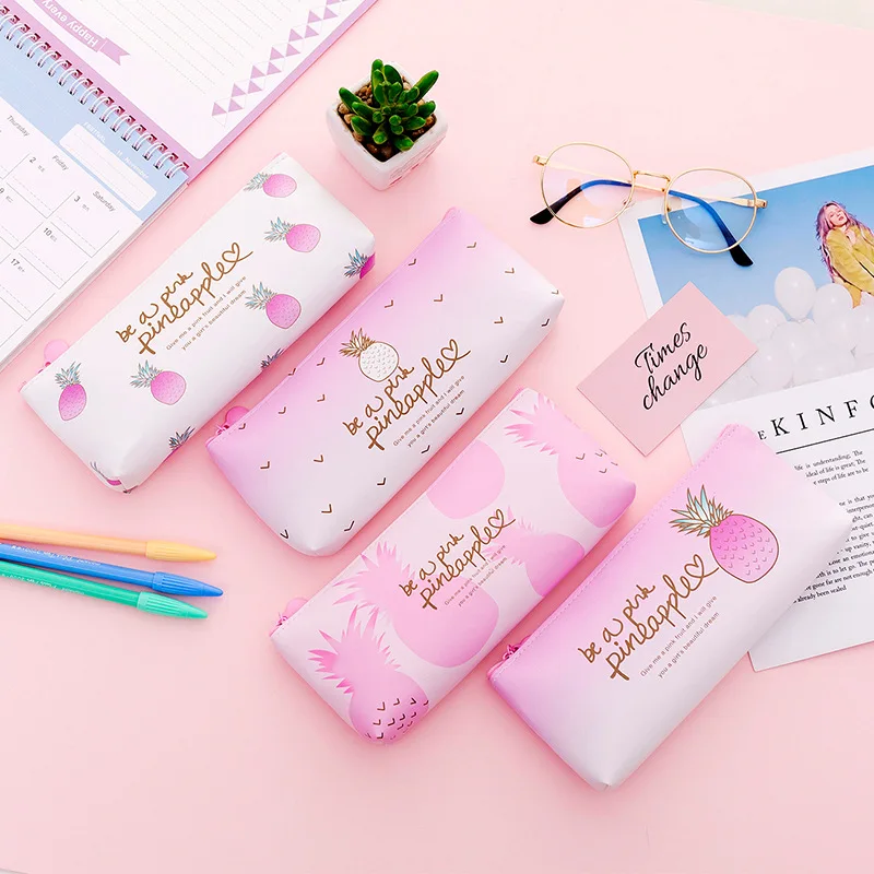 Kawaii пенал милый ананас школьный чехол карандаш для ручка девочек сумка