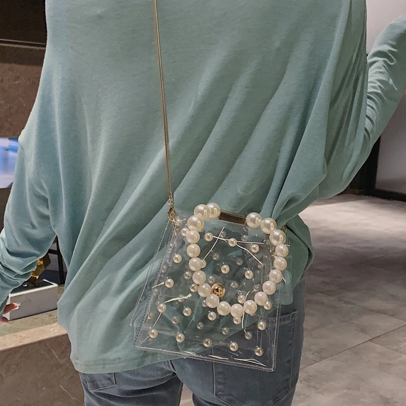 Жемчужные роскошные сумки женские дизайнерские желе сумка tote ПВХ прозрачный
