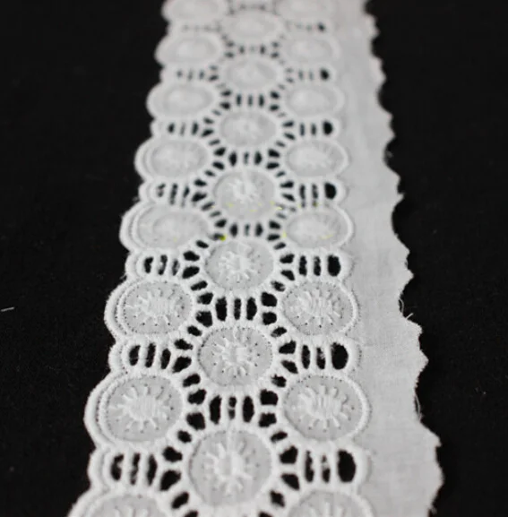 

14 yard 6cm 2.36" wide ivory cotton embroidered tapes lace trim ribbon clothing dress skirt curtain fabric 111640QL4K35