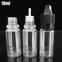 1000pcs 10ml pet bottle empty electronic cigarette oil bottle with long thin nozzledropper bottlechildproof tamper cap seal