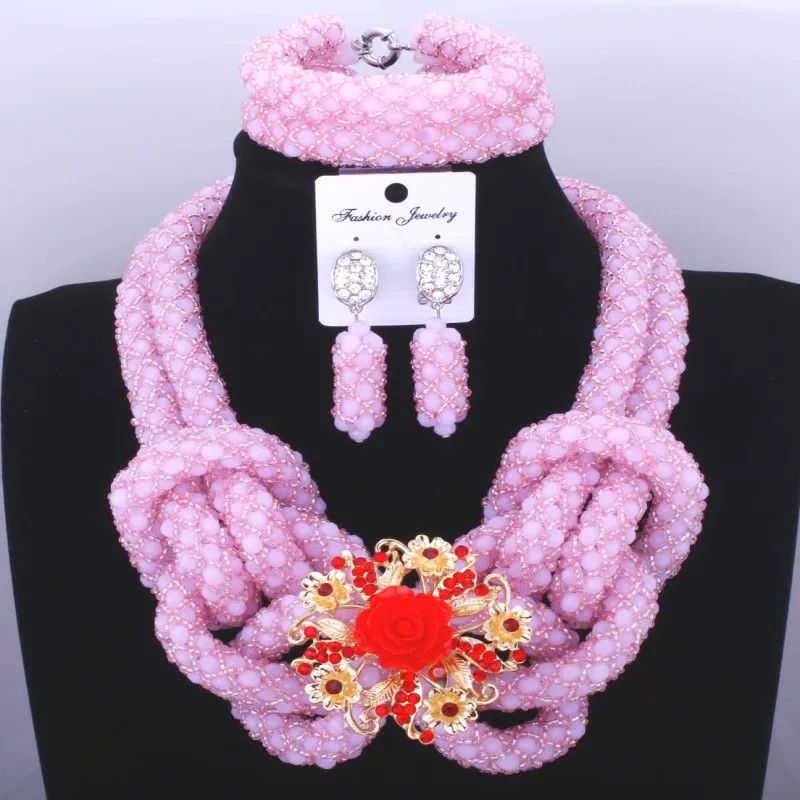 2017 великолепный комплект ювелирных изделий с красными цветами и кристаллами