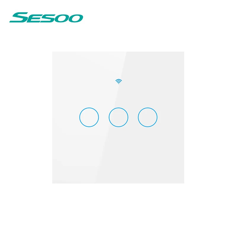 SESOO wifi умный сенсорный выключатель приложение беспроводной дистанционный светильник настенный выключатель Хрустальная стеклянная панель работает с Alexa/Google Home - Цвет: WIFI-EU-SK3-03 White