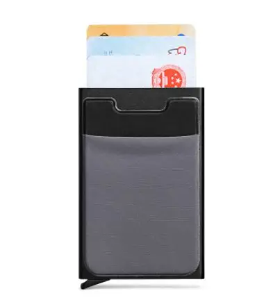 Black gray 2 Мужской алюминиевый кошелек с задним карманом ID держатель для Карт RFID Блокировка мини тонкий металлический кошелек автоматический всплывающий кошелек для кредитных карт - Цвет: Black gray 2
