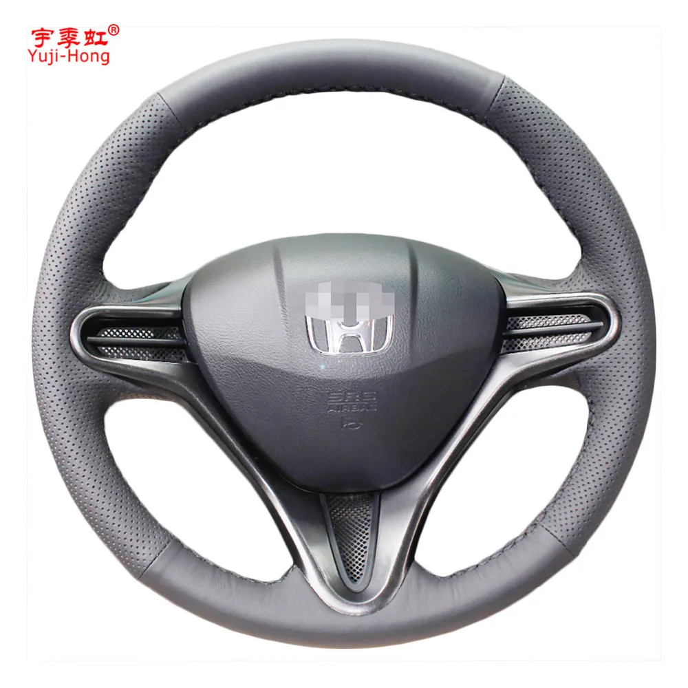 

Yuji-Hong Artificial Leather Car Steering Wheel Covers Case for HONDA Civic 8 2007-2011 Auto Steering Cover Black