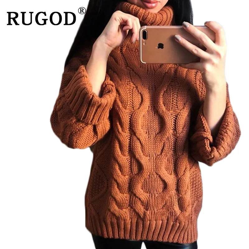 Модный однотонный кашемировый свитер RUGOD с воротником хомут женские свитера и