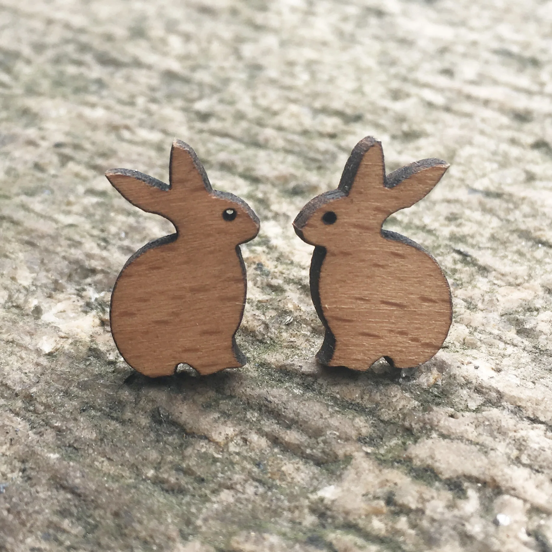 Серьги с гравировкой из цельного дерева в форме кролика виде 1 пара|earrings cute|earrings