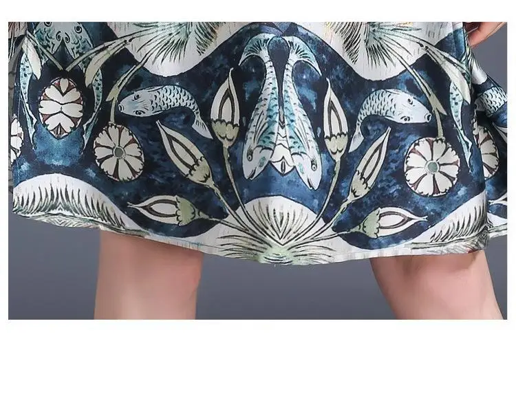 FTLZZ 2017 Summer New Crossed Lateral Frenulum V-neck Slim Dress Woman Retro Ethnic Style Floral Print A-line | Женская одежда