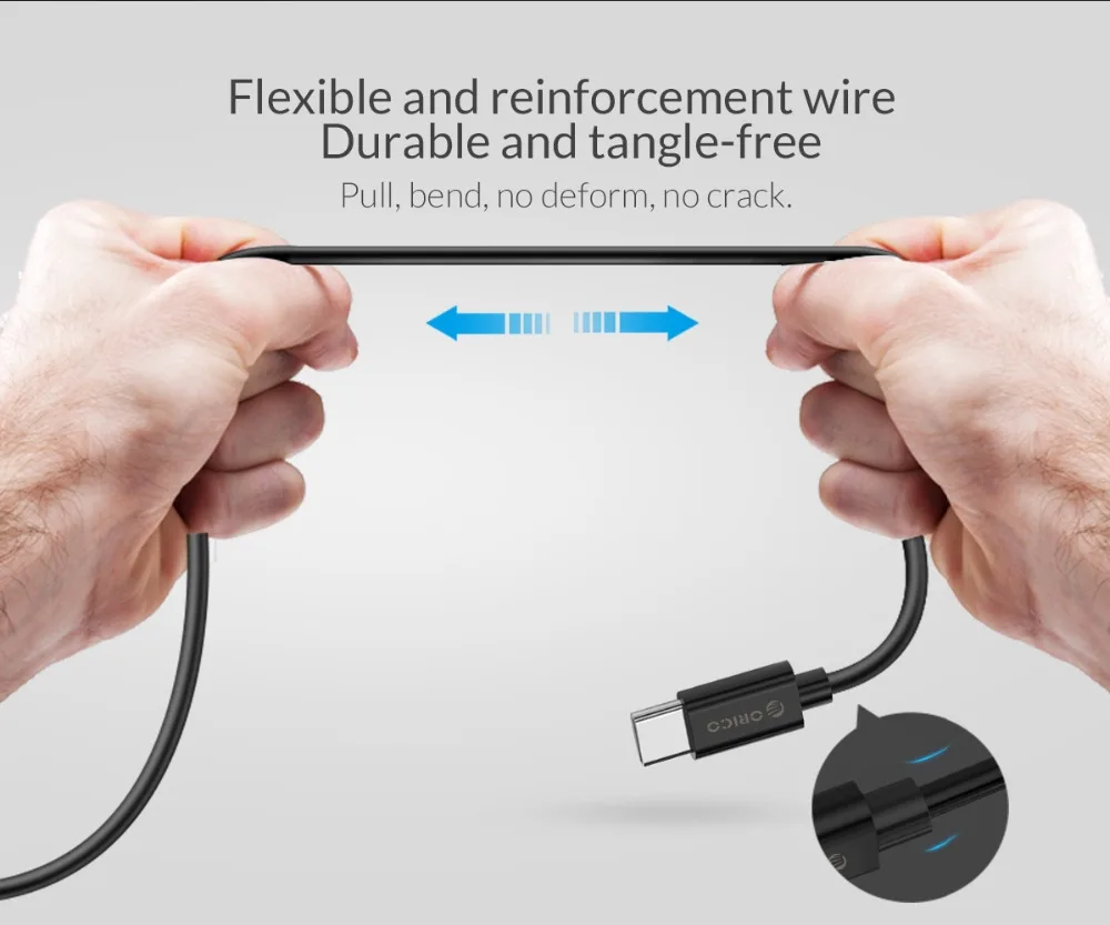 ORICO BTC usb type C кабель для samsung Galaxy S9 Plus Кабель передачи данных для быстрой зарядки для Xiaomi huawei P10 mate 10