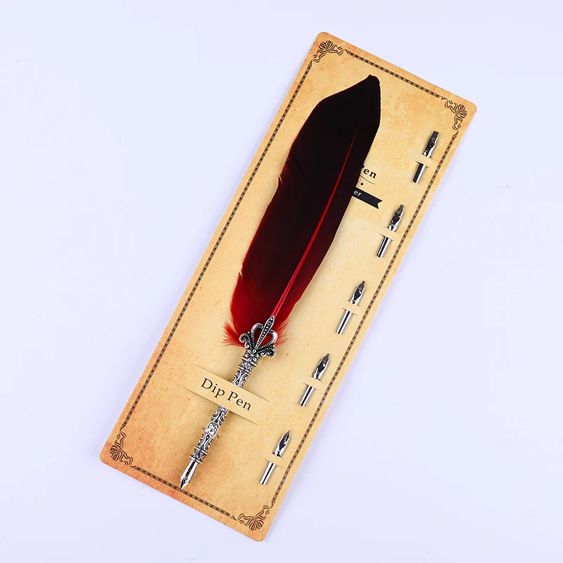 

Beautiful Quill Feather Pens Nib Carved Metal Pen Writing Signing For School Supplies Stationery Cheap Cute stationery items