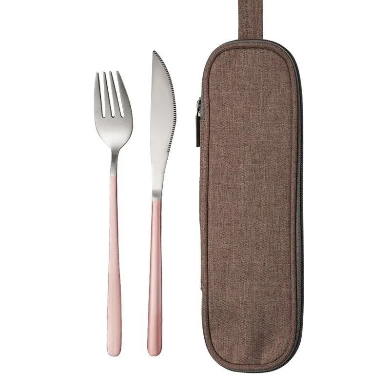 knife fork 2 PC C JueQi походный набор посуды столовые приборы 304 нержавеющая сталь Палочки для еды посуда кухонная посуда включает нож вилка чайные ложки мешок - Цвет: knife fork 2 PC C