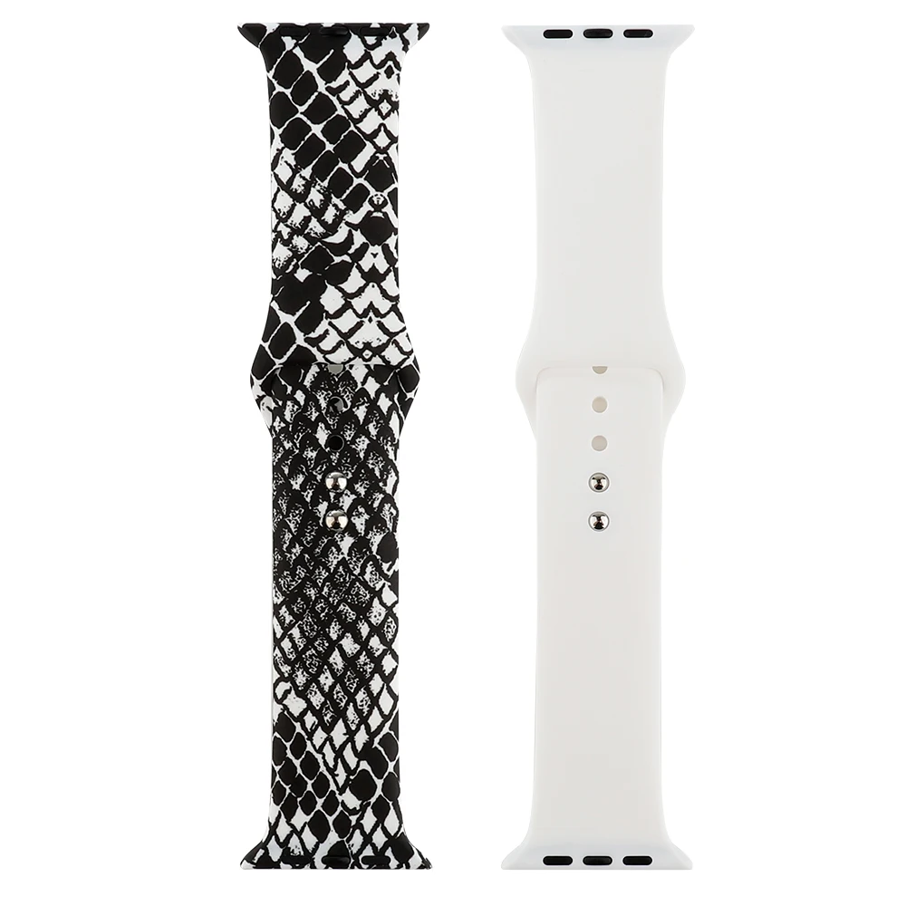 Ремешок с цветочным принтом для Apple Watch Series 5 4 3 2 1, силиконовый Камуфляжный ремешок с принтом для iWatch 40 мм 44 мм 38 42 мм